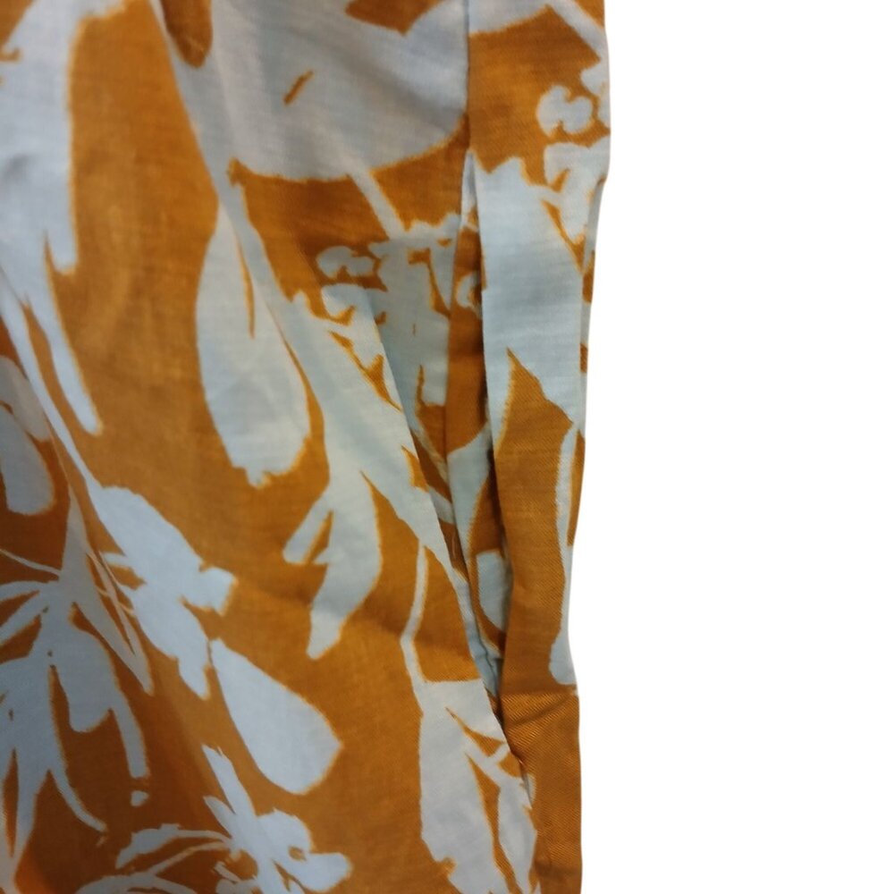 Ava & Viv Womens Floral VNeck Midi Dress 2X Gold White Lightweight Pockets #D-31 - Picture 7 of 8